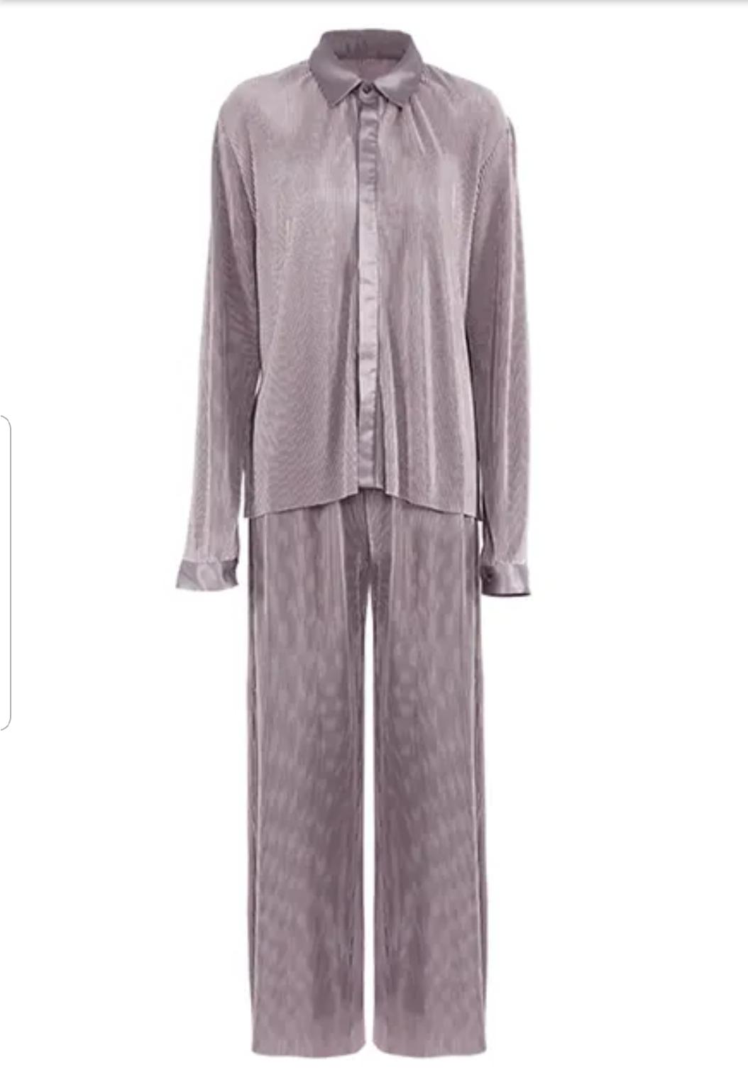 Ruby pleated wide Leg Pants with a shirt